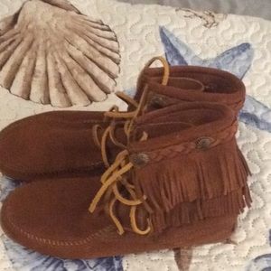 Minnetonka lace-up booties.